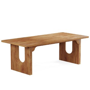 Resenkos Computer Desk, Gaming Desk,71" Executive Desk, Modern Computer Desk with Wood Double Pedestal Base,Brown - 1 of 3