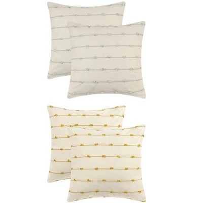 Unique Bargains Modern Farmhouse Decorative Neutral Striped Boho Square Pillow Covers 4 Pcs