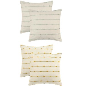 Unique Bargains Modern Farmhouse Decorative Neutral Striped Boho Square Pillow Covers 4 Pcs - 1 of 4