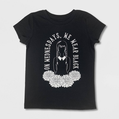 Girls' Wednesday Addams Short Sleeve Graphic T-shirt - Black : Target