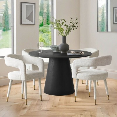Modern Upholstered Dining Chairs Set of 4, Cushioned Seat with Armrest, Metal Legs, Dining Room and Kitchen Chairs-Maison Boucle