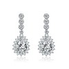 Guili Sterling Silver Rhodium Plated Pear and Round Cubic Zirconia Halo Drop Earrings, a Perfectly Crafted Symbol of Style and Grace - 3 of 3