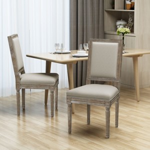 KWPZQEB Dining Chairs Set of 2, Rustic Dining Chair with Cushions and Upholstered, Kitchen Side Chair with Wood Legs & High Back for Dining Room - 1 of 4