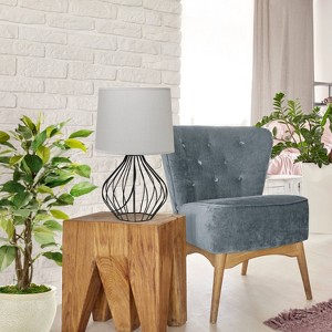 Geometrically Wired Metal Table Lamp with Fabric Shade - Simple Designs - 1 of 4