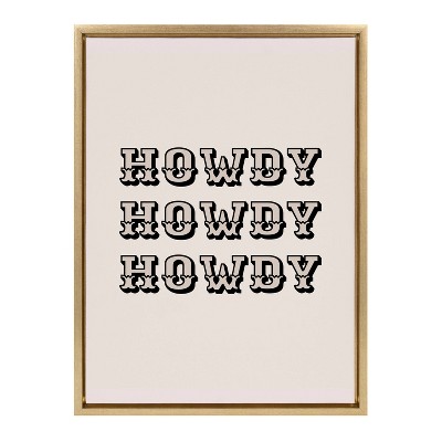 Bright Gold Framed Canvas with Western Howdy Quote, 18x24