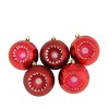 Northlight Retro Reflector Shatterproof 2-Finish Christmas Ball Ornaments - 3.25" (80mm) - Red - 5ct - 2 of 2