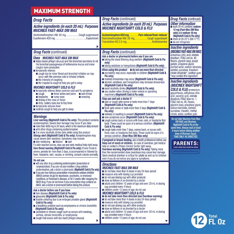 Mucinex Max Strength Congestion, Cough, Cold &#38; Flu Medicine - Day &#38; Night - Liquid - 6 fl oz/2ct, 4 of 11