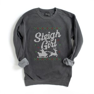 Simply Sage Market Ugly Sweater Sleigh Girl Garment Dyed Sweatshirt - 1 of 4