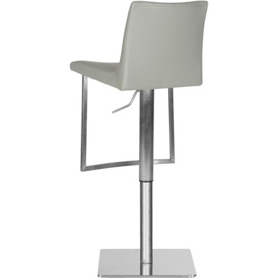 Gray Adjustable Swivel Bar Stool with Metal Base