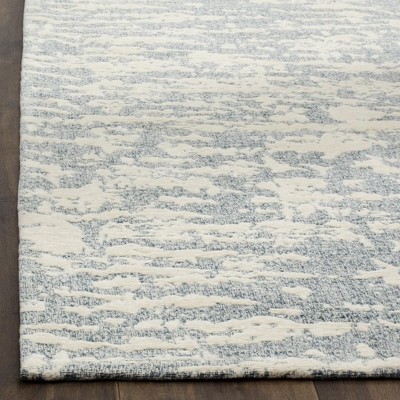 Handmade Blue and Ivory Square Wool Rug 6'x6'