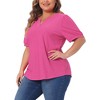 Agnes Orinda Women's Plus Size Summer Eyelet V Neck Short Sleeve Blouse - 2 of 4