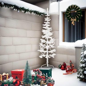vidaXL Artificial Half Christmas Tree White - 82.7 in - 1 of 4