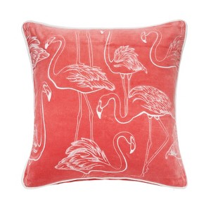 C&F Home Flamingo Coral Velvet Pillow - 1 of 4
