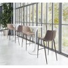 Zuo Modern Magnus Barstool 43.3" H Brown Faux Leather Walnut Legs Contemporary,Set of 2 - 2 of 4