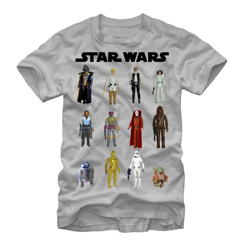 Men's Star Wars Vintage Action Figures T-Shirt - Silver - Large