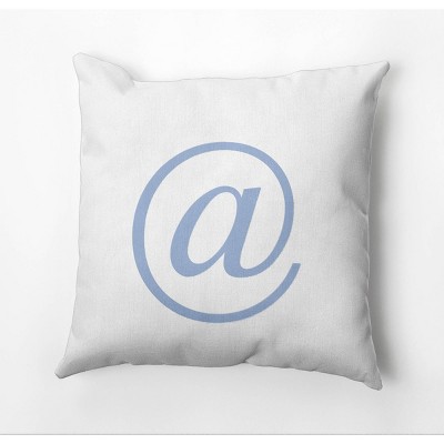 18"x18" Modern Monogram '@' Square Throw Pillow Blue/White - e by design