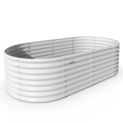 Cesicia 8x4x2ft White Oval Galvanized Raised Garden Bed For Vegetables & Flowers