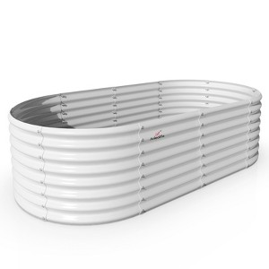 Cesicia 8x4x2ft White Oval Galvanized Raised Garden Bed For Vegetables & Flowers - 1 of 4