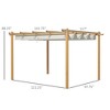 10' x 12' Retractable Pergola Canopy, Aluminum Pergola Sun Shade Shelter for Garden, Patio, Deck - 3 of 4