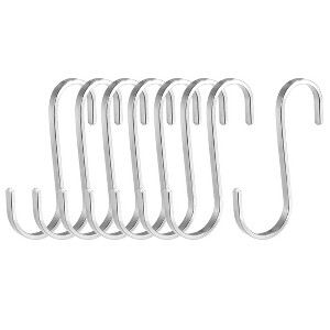 Unique Bargains Stainless Steel Kitchen Room Multiple Uses S Shape Hooks 8 Pcs - 1 of 3