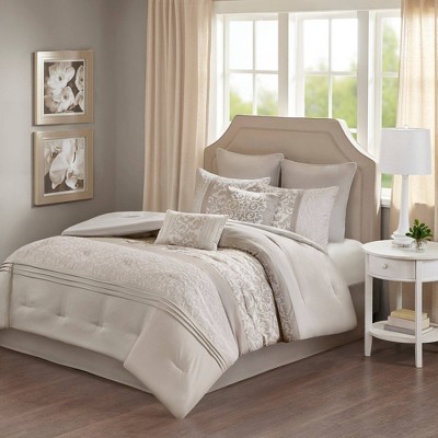 510 Design 8pc Queen Casey Embroidered Comforter Set Neutral - 510 Design: Hypoallergenic Quilted Paisley Bedding, Microfiber — фото 2