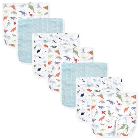 Hudson Baby Infant Boy Muslin Burp Cloth 7pk, Dino, One Size