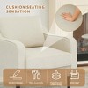Mid-Century Modern Accent Chair - Comfy Linen Armchair with Wood Legs & Back Pillow for Living Room, Bedroom or Reading Nook - 4 of 4
