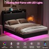 Homhougo Queen Size Floating Bed Frame with RGB LED Lights & Charging Station Black - 4 of 4