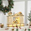 HOMCOM Christmas Advent Calendar, Light Up Table Xmas Wooden Store Holiday Decoration with Countdown Drawer, Village, for Kids and Adults, Natural - 3 of 4