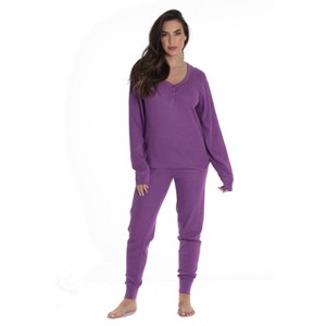 #followme Womens Thermal Henley Jogger Pant Set 6790-RED-L - 1 of 3