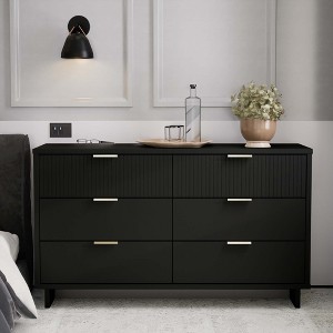 PAGED Tall Wooden Dresser, Contemporary Chest of Drawers with 5 Storage Drawers and Metal Hand Pull for Living Room, Hallway - 1 of 4