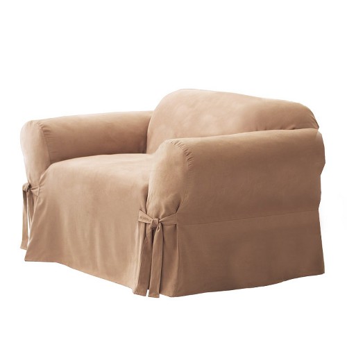 Soft Suede Chair Slipcover Sable - Sure Fit