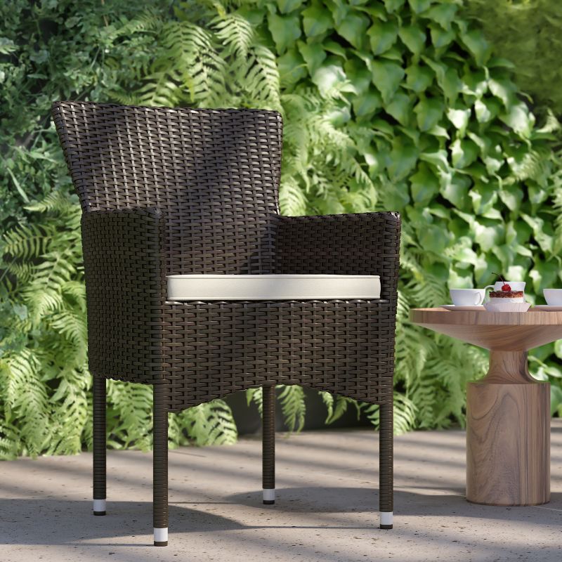 Flash Furniture Maxim Modern Wicker Patio Armchairs for Deck or Backyard, Fade and Weather-Resistant Frames and Cushions, 5 of 12