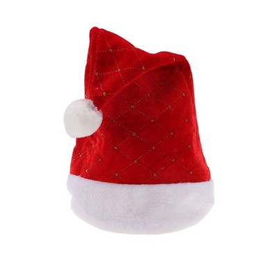 Unique Bargains Christmas Hat Fish Scale Checkered Polyester Red 11.42"x15.75" 1 Pc