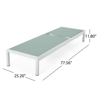 Green and White Aluminum Mesh Armless Adjustable Chaise Lounges, Set of 2