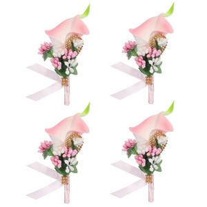 Unique Bargains Formal Dinner Party Wedding Groom Lily Boutonnieres Pins 4 Pcs - 1 of 3