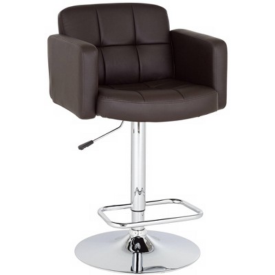 Studio 55D Trek Large Espresso Faux Leather Adjustable Swivel Bar Stool