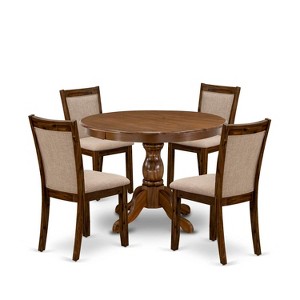 HomeStock 5-Piece Sand Blasted Black Finish Solid Wood Top Dining table with 4 Chairs - 1 of 4