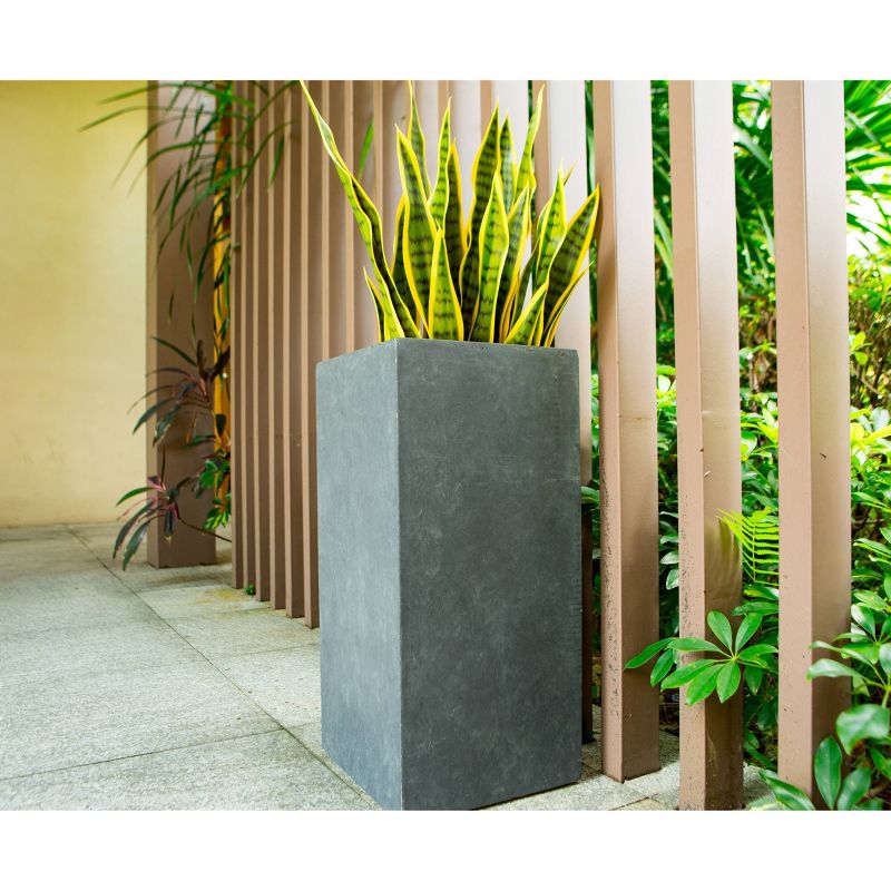Rosemead Home &#38; Garden, Inc 14&#34; Wide Kante Lightweight Modern Rectangular Concrete/Fiberglass Outdoor Planter Pot Charcoal, 5 of 12