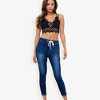 Anna-Kaci Women's Drawstring Waist Skinny Denim Jeans With Pockets And Cuffed Hem- Small, Blue - 3 of 4