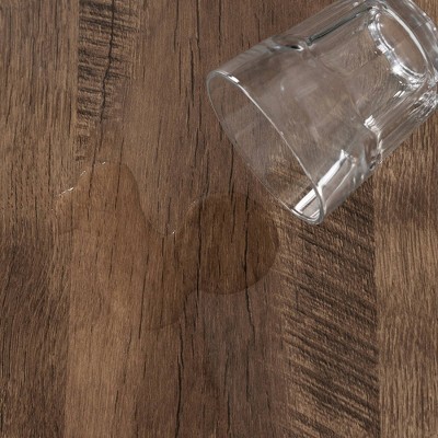 Brown Oak and Black Metal Rectangular Coffee Table