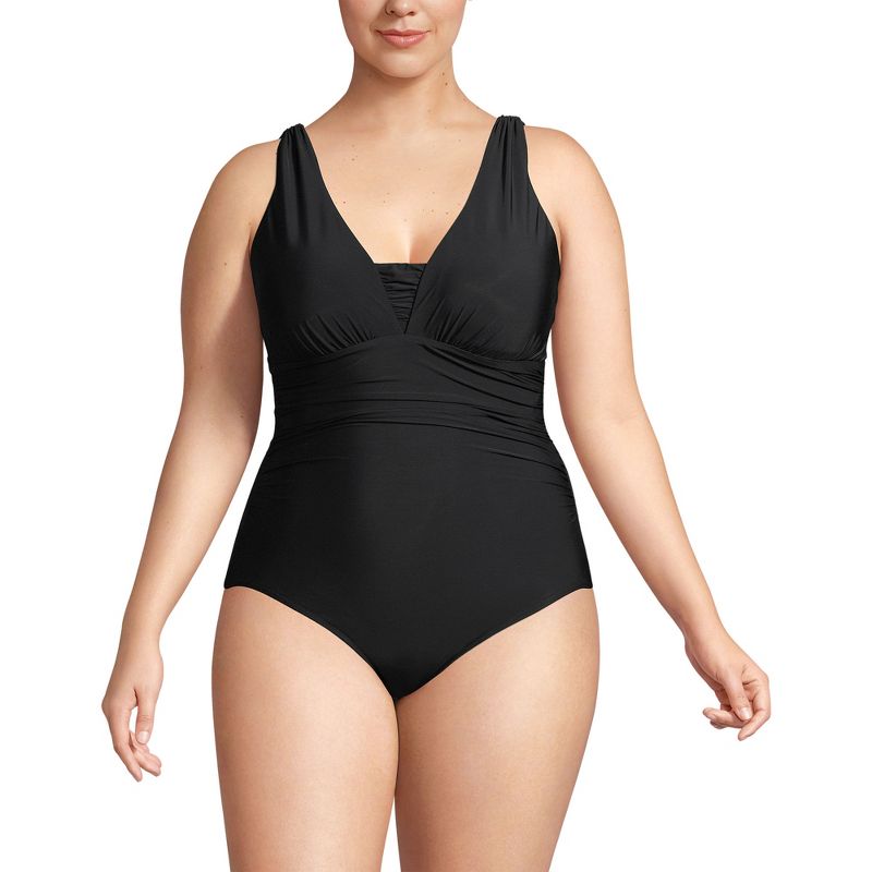 Lands' End Women's SlenderSuit Grecian Tummy Control Chlorine Resistant One Piece Swimsuit, 1 of 6