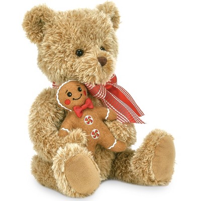 Bearington Ginger & Brad Gingerbread Christmas Bear Plush, 15 Inch Christmas Teddy Bear, Ideal Christmas Bear Gift for Kids