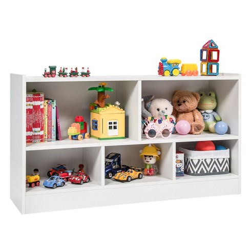 Costway 5-cubby Kids Toy Storage Organizer Wooden Bookshelf Display Cabinet  Natural/white : Target