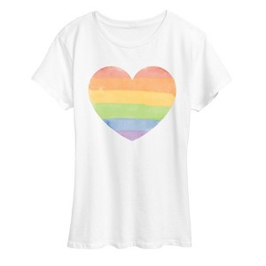 Women's - Instant Message - Rainbow Heart Short Sleeve Graphic T-Shirt - 1 of 4