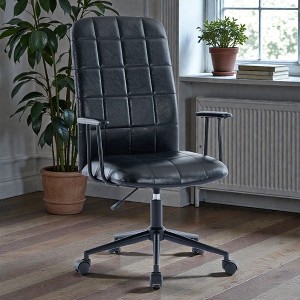 Mshliw High Back Swivel Office Chair with PU Upholstery, Adjustable Seat Height, Armrests and Five-Star Base for Comfortable Work Seating - 1 of 4