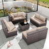 ALAULM 9 Pieces Patio Furniture Set, Rattan Wicker Outdoor Conversation Sets, Outdoor Furniture Sofa Set - 4 of 4