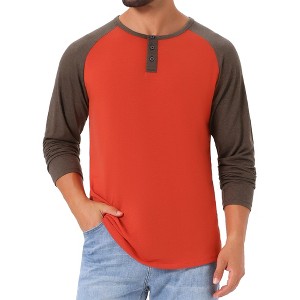 INSPIRE CHIC Men's Raglan Long Sleeve Tee Shirt Casual Henley T-Shirts - 1 of 4