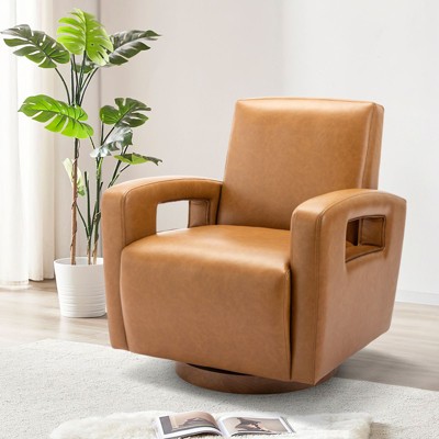 COLAMY Swivel Accent Chair, Leather Swivel Chair Armchair, Single Sofa for Home Office