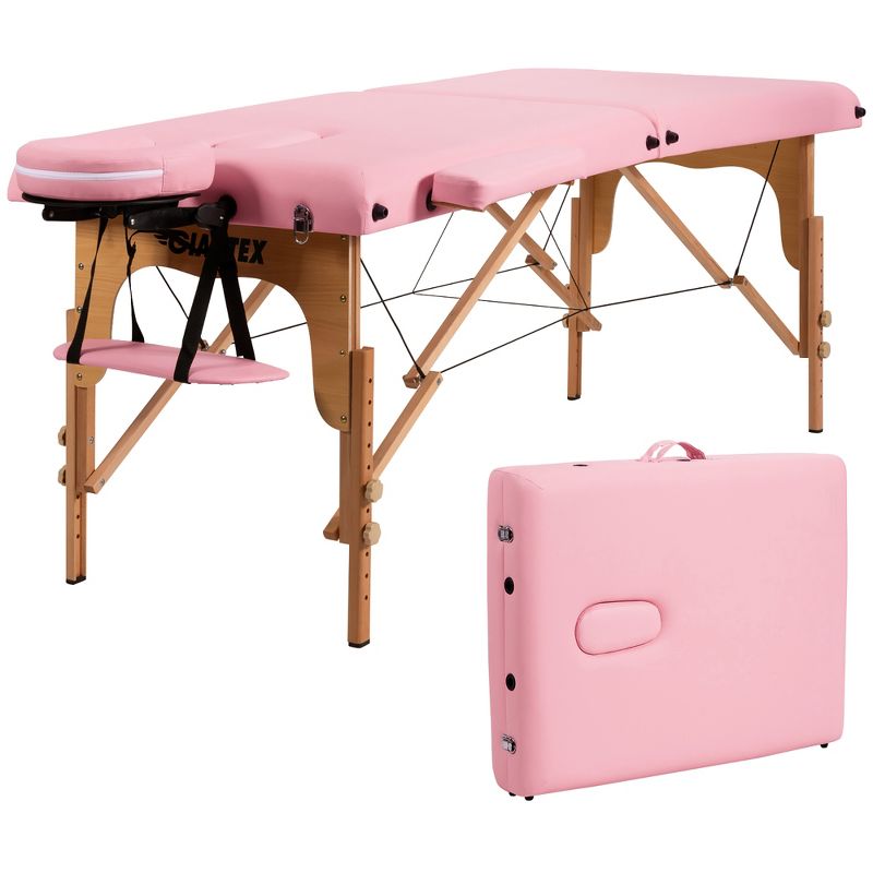 84''L Portable Massage Table Adjustable Facial Spa Bed Tattoo w/ Carry Case White\Black\Pink\Red, 1 of 11
